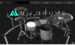 ML Drums logo and a blurred drum kit. Get your ml drums free!